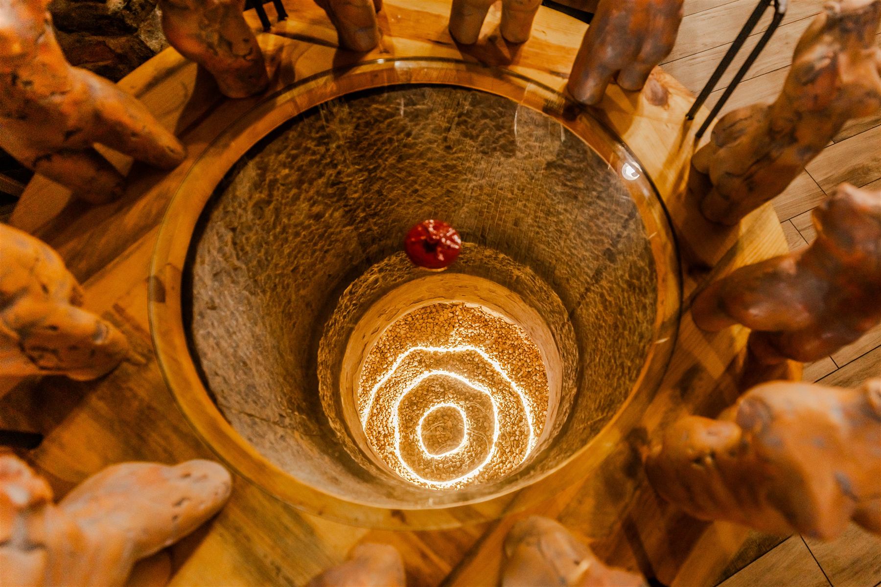 Wooden barrel installation