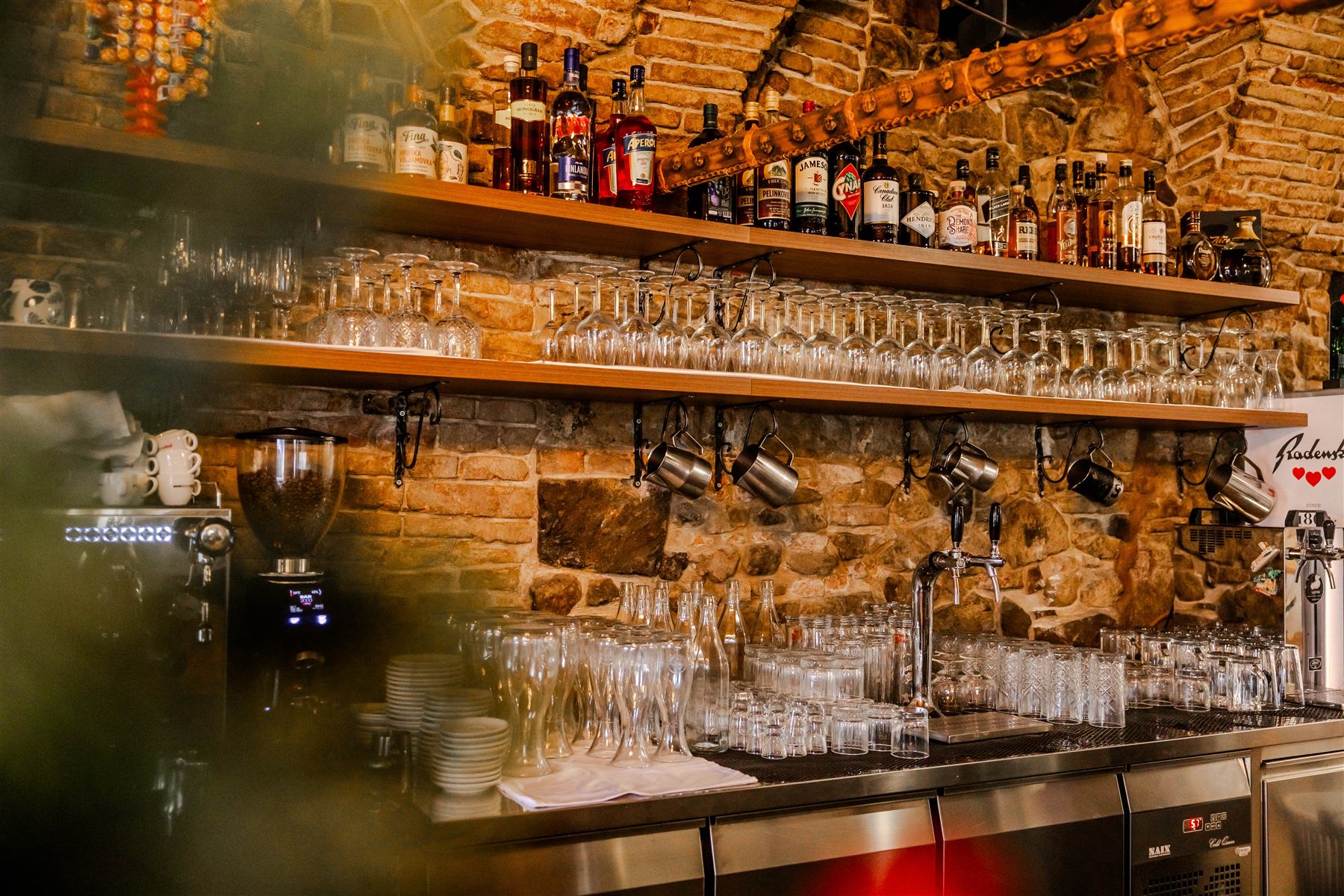Bar with brick wall