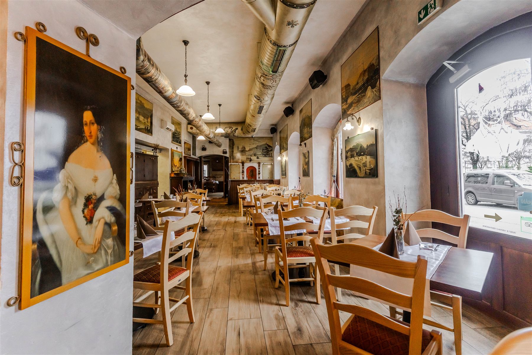 Interior of Vodnikov Hram — the main dining hall